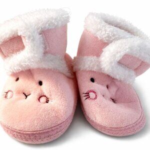 Pink Bunny Baby Girl Slipper Booties 3–6M Pink Plush Animal Crib Shoes-AC268